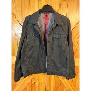 Alfani Fitted Distressed black button up pockets, size large (4061)